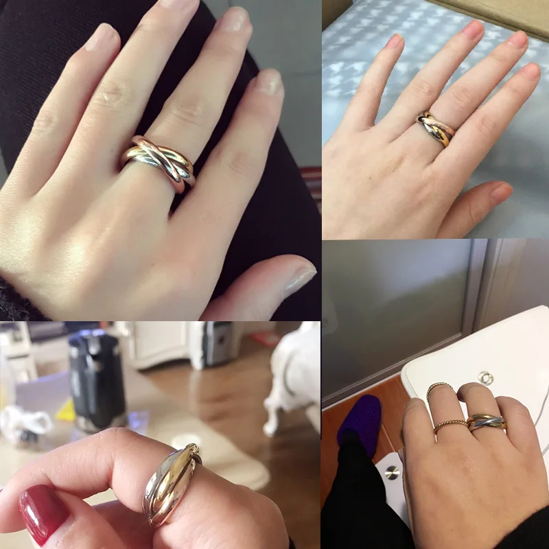 Трициклическое трехцветное кольцо из титановой стали лидер продаж кольца для