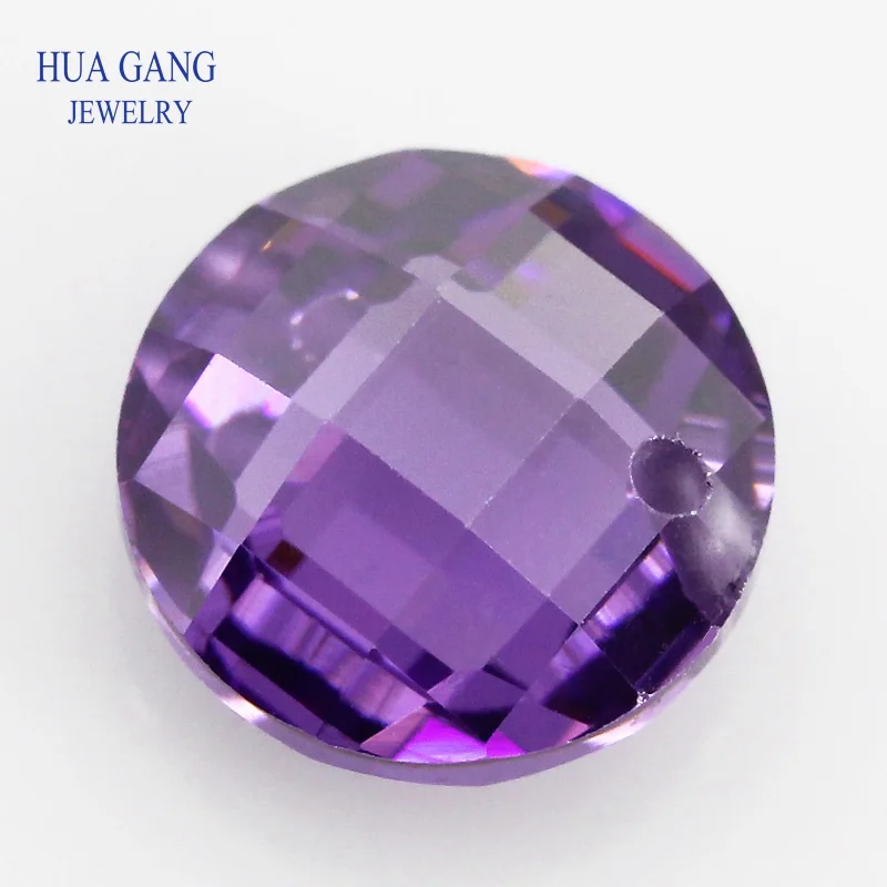 

Single Hole Purple AAAAA Round Brilliant Double Checkerboard Cubic Zirconia Stone For DIY Jewelry Making 3~14mm High Quality CZ