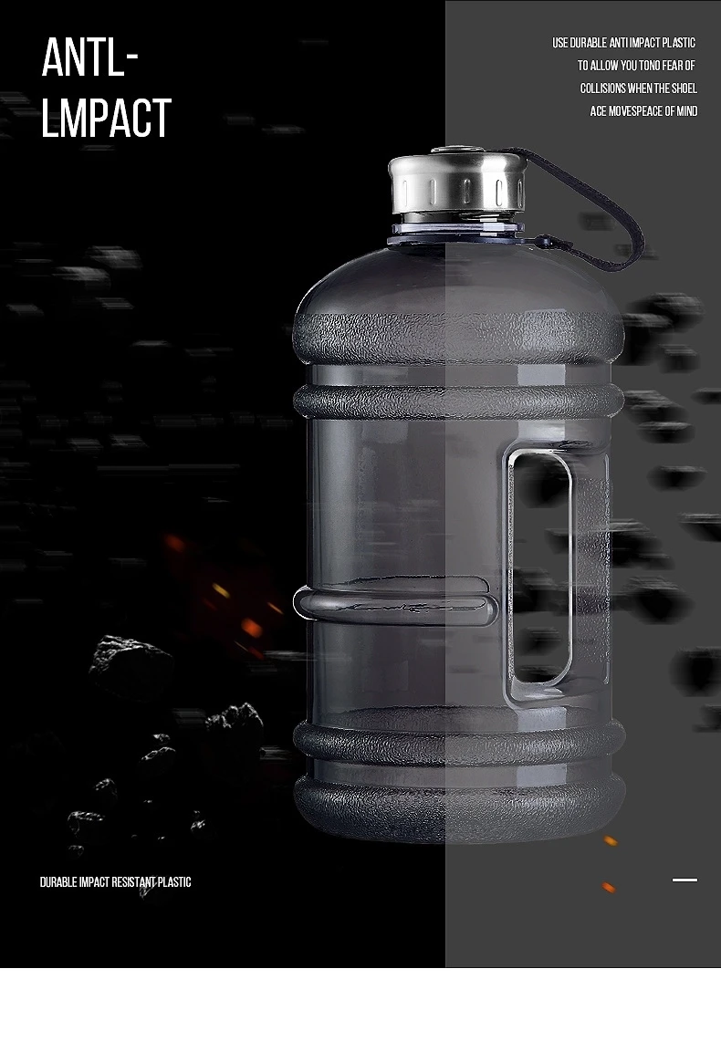 Soffe 2.2L большой Capcity 1/2 галлонов бутылка для воды Bpa бесплатно шейкер для протеина пластиковые спортивные бутылки для воды рукоятка тренажерный зал фитнес чайник