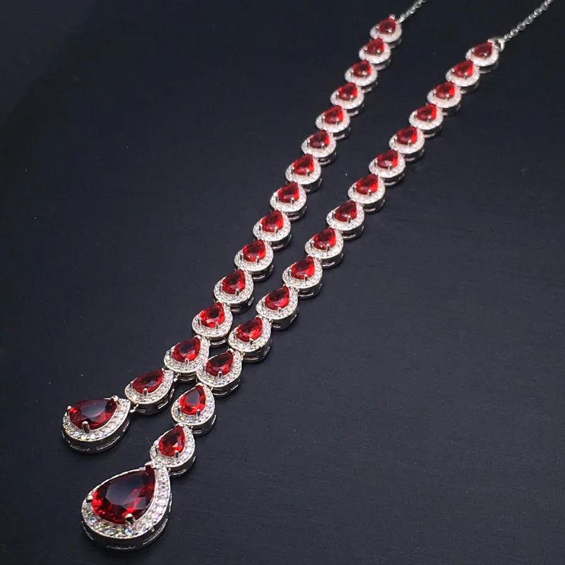 Женский ювелирный комплект из серебра 925 пробы с рубином|Ювелирные наборы| |