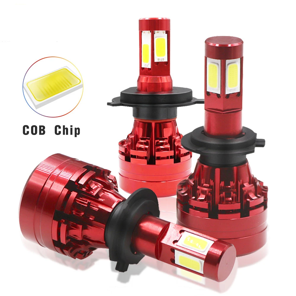 

2PCS Headlight Led H4 H7 H11 9005 9006 9004 9007 5202 H16 Auto Headlamp Lampada 4 Side h7 Led COB Car Lights Bulb Beam 6000k 12V