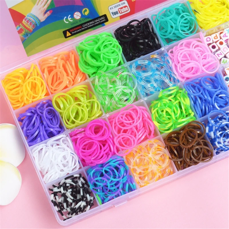 

New 1500pcs Rainbow Rubber Bands Set Kid Multi-functional Classic Practical Funny DIY Toys Rainbow Woven Bracelet for Girl Gifts
