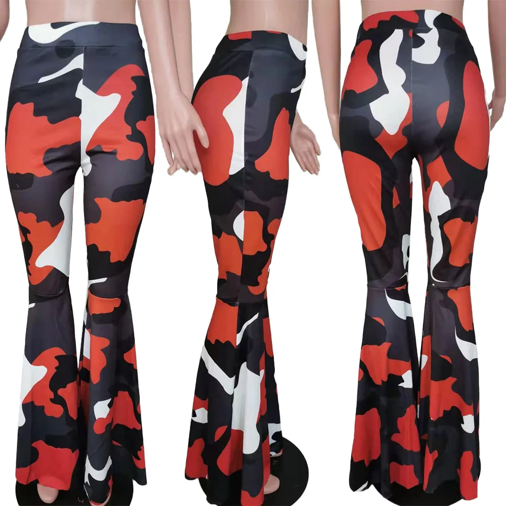 Стильные камуфляжные облегающие Женские брюки с высокой талией 2019 осенние
