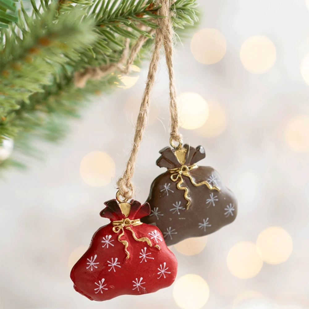 

4PCS Christmas Tree Pendant Holders Candle Pack Lucky Bag Socks Decoration Table Holiday Party Supplies Set Gift Bags Ornament
