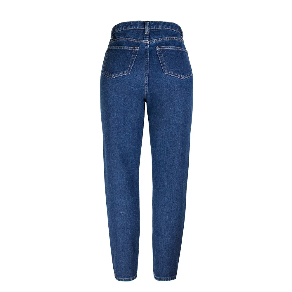 

Europe and the United States sell like hot cakes high waist jeans deep blue denim pants dress comfortable casual pants
