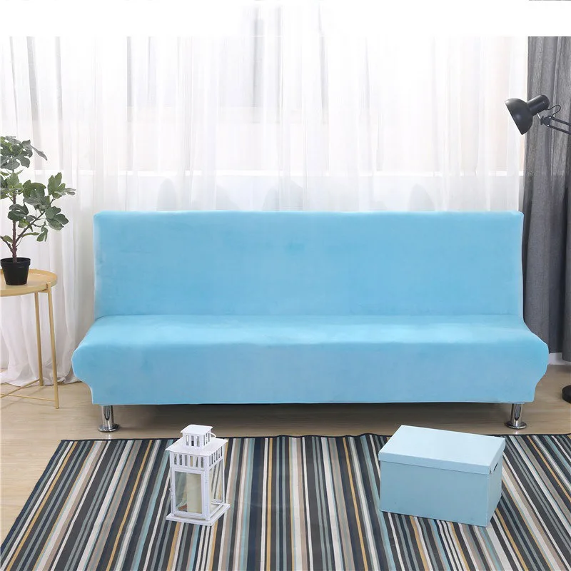 Sky Blue Спандекс бархат диван Чехлы пылезащитный стрейч диван-кровать Чехол для гостиной без подлокотника все включено чехол для дивана - Цвет: Sky Blue
