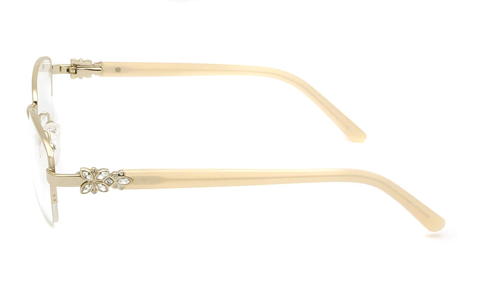 Rhinestone Women'S Eyeglasses Frame With Diamonds Golden Women Half Rim Metal Optical Frame Alloy Woman Square Glasses