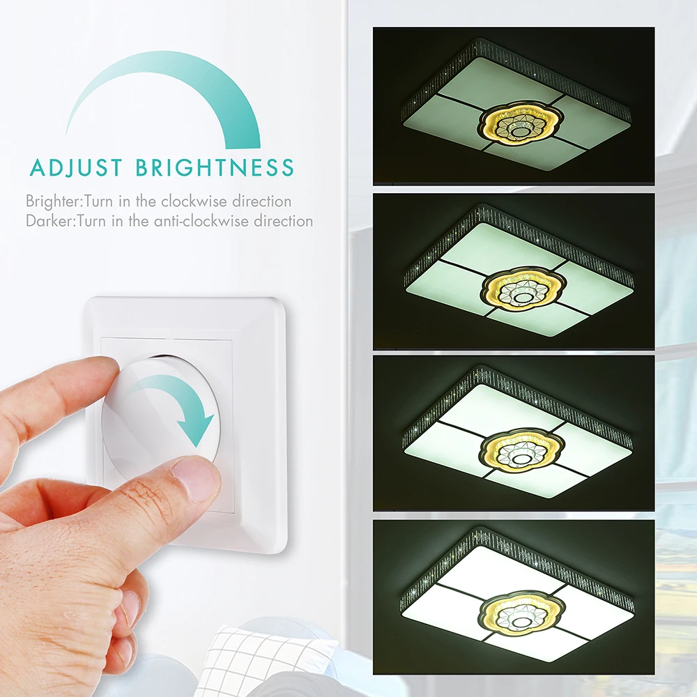 

AC220-240V LED Dimmer 2-Way Push-On/Off Rotary Swtich For Led Bulb Lamp Ceiling Light White Dimming Bulbs 5-200W Lamp