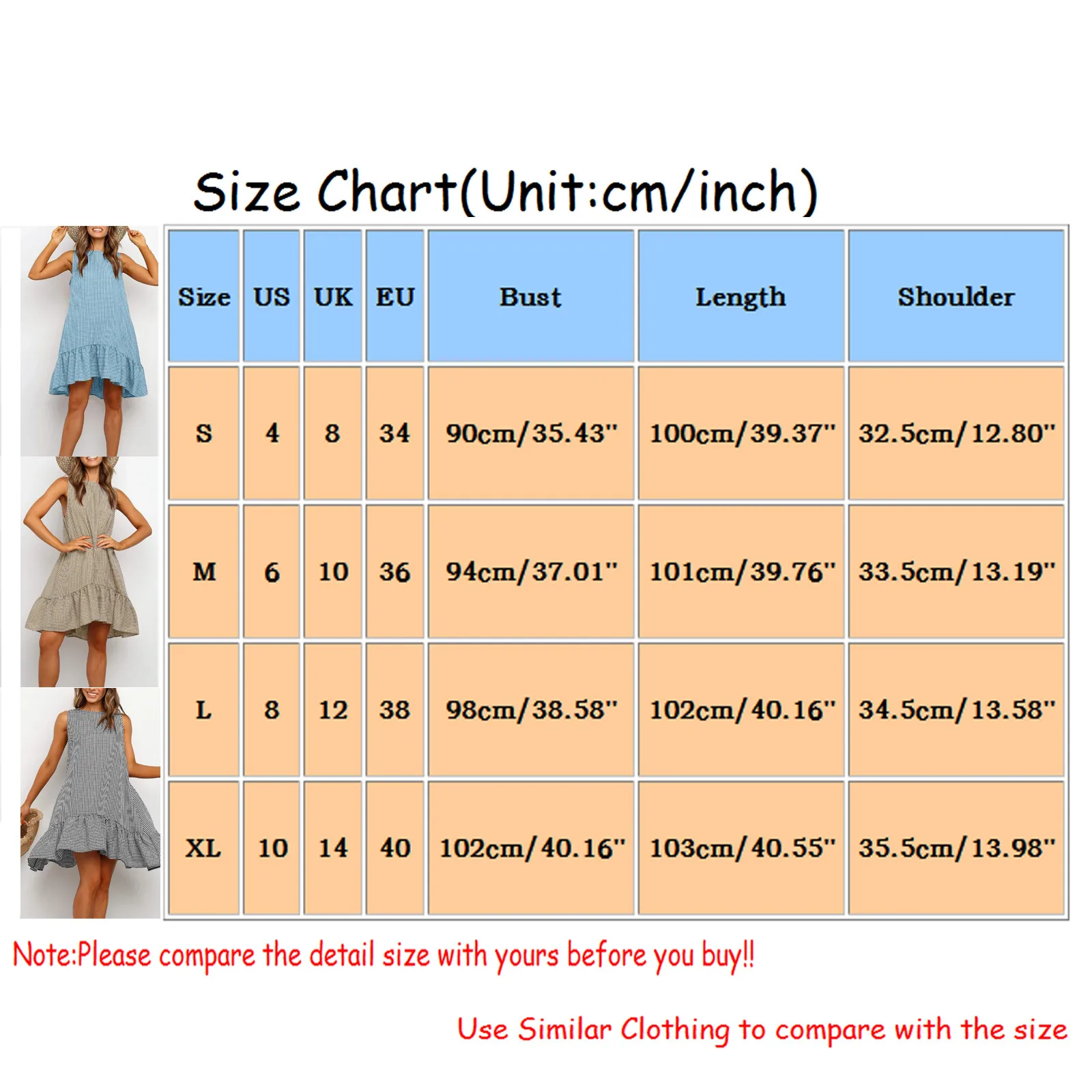 

Summer Women's Casual Plaid Printed Sleeveless O-neck Stitching Ruffles Vacation A-line Party Beach Dress Sundress Vestidos#p3
