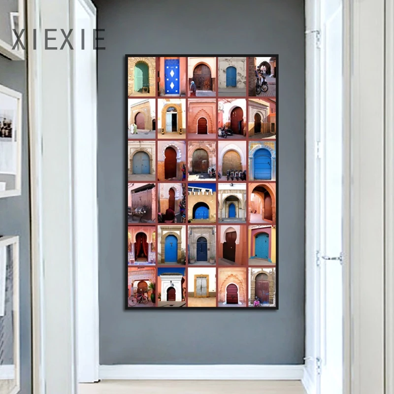 

Retro European City Architecture Colorful Arches Canvas Posters Hanging Wall Art for Living Room Modern Home Decoration