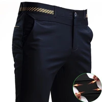 stretch suit trousers for men office pants non ironing slim fit bridegroom suits wedding business black suit pants men