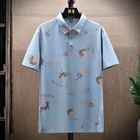 2021 мужские ледяная шелковая рубашка-поло с короткими рукавами, летняя футболка высокого качества с принтом в виде Уличная Повседневная Мужская рубашка поло, Прямая поставка