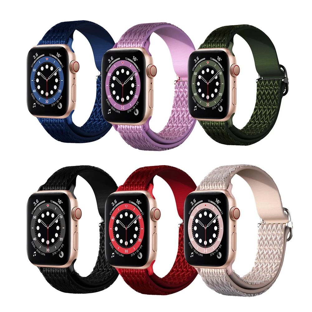 

Ремешок для Apple Watch Band 44 мм 40 мм 38 мм 42 мм 40 мм 44 мм, эластичный нейлоновый Плетеный соло-браслет для iWatch Series 3 4 5 6 7 SE
