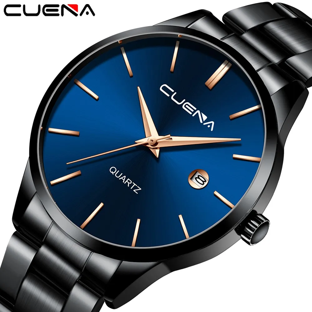 Мужские кварцевые часы CUENA водонепроницаемые с кожаным ремешком Waterproof Fashion Watch