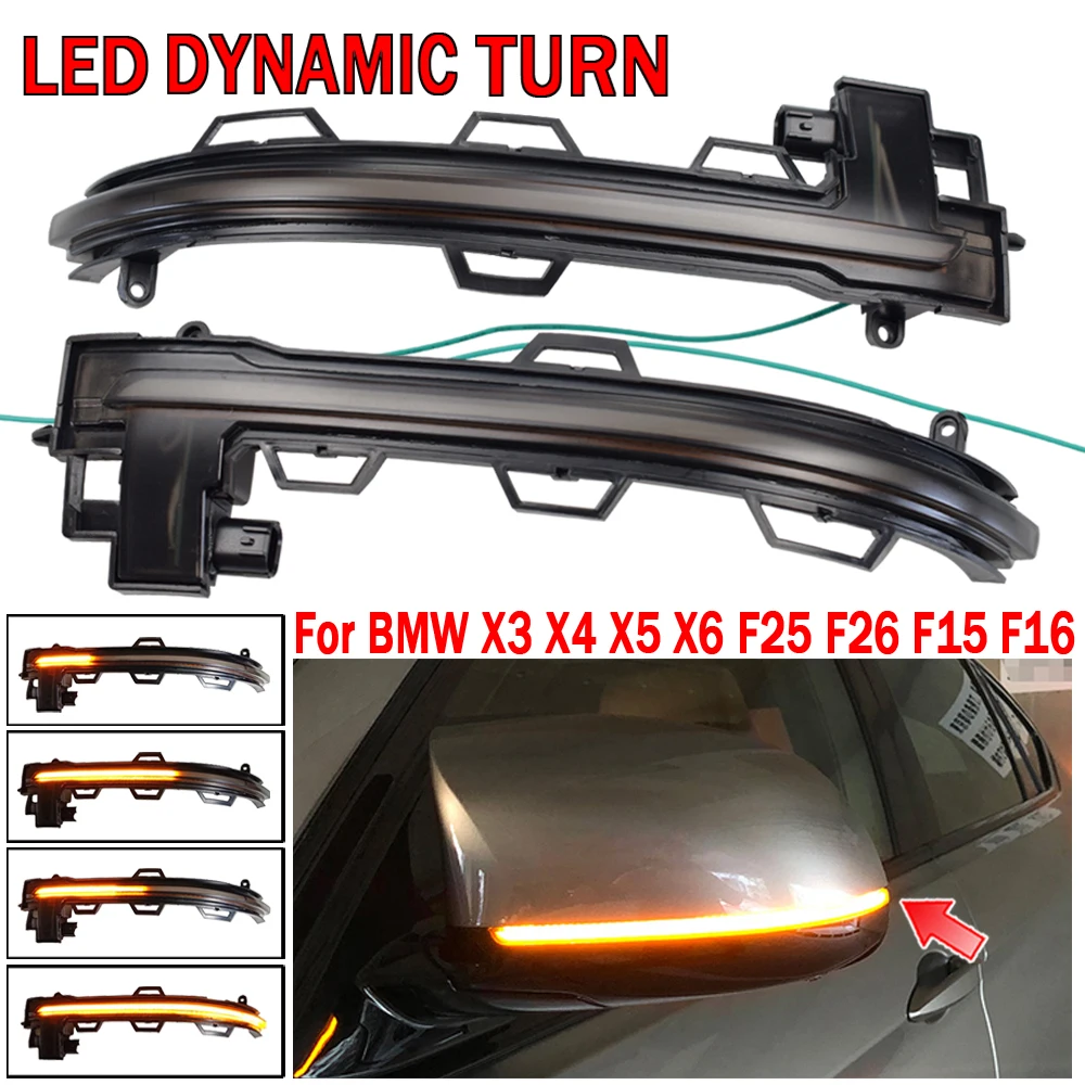

Smoked Side Mirror Sequential Turn Signal Light For BMW X3 F25 X4 F26 X5 F15 X6 F16 2014-2018 LED Dynamic Turn Signal Light 12v