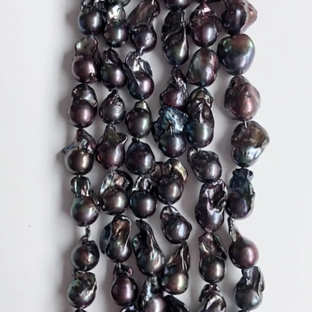 Натуральный пресноводный черный неравномерный жемчуг нить 16-17 мм большой размер