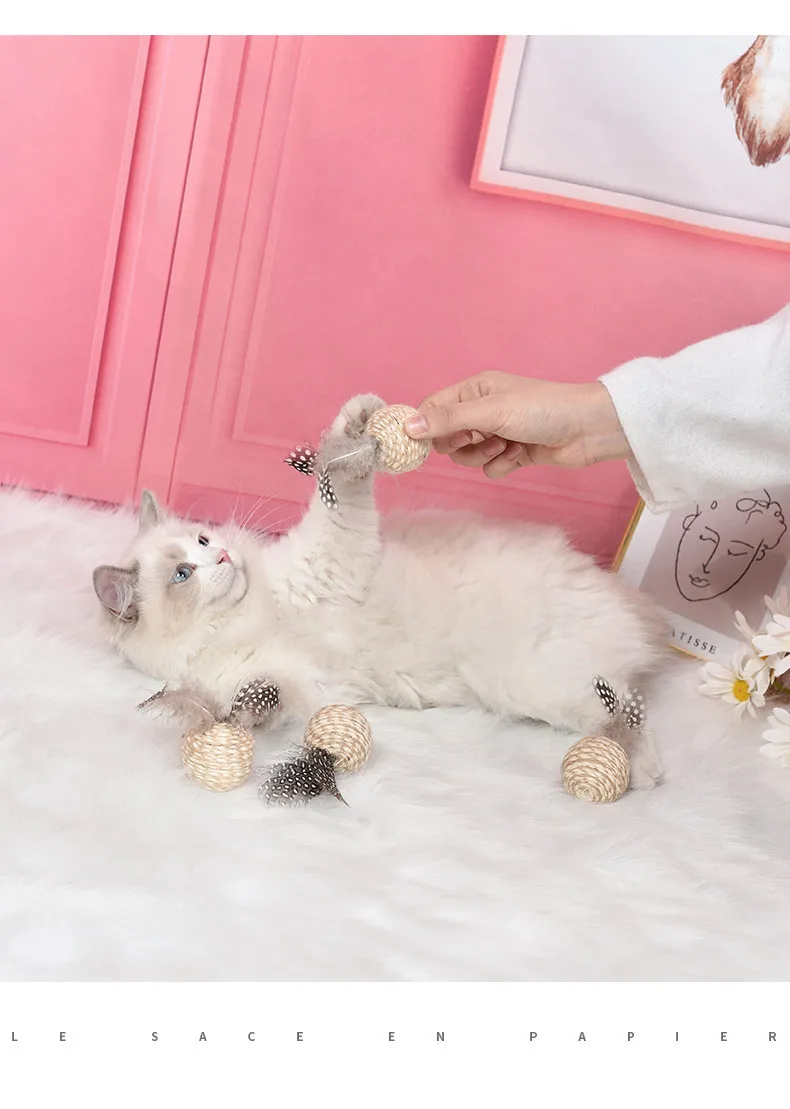 

Petfirst Pet Interactive Hemp Rope Badminton Feather Cat Toys For Cat Dog Pet Product