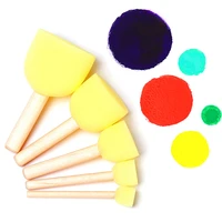4pcssetkid sponge paint brush original wooden handle painting graffiti early toy diy art supplies gifts sponge paint brush