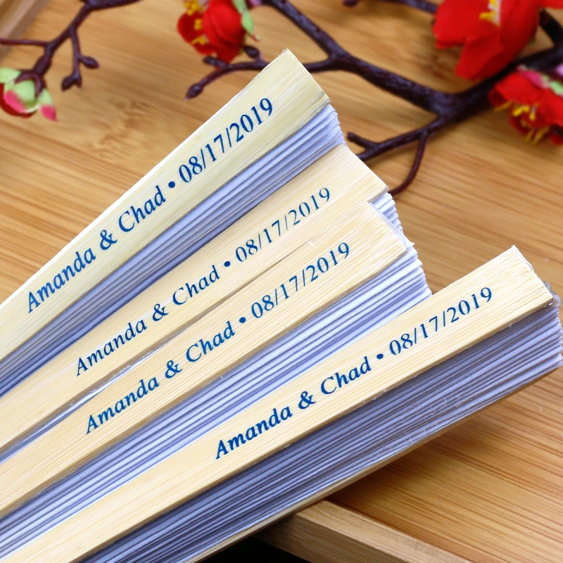 Персонализированная белая шелковая Веерная ткань для свадебного подарка 50 шт.