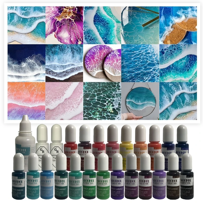 

25 Colors Epoxy Pigment Liquid Colorant Dye Ink Diffusion UV Resin DIY Crafts