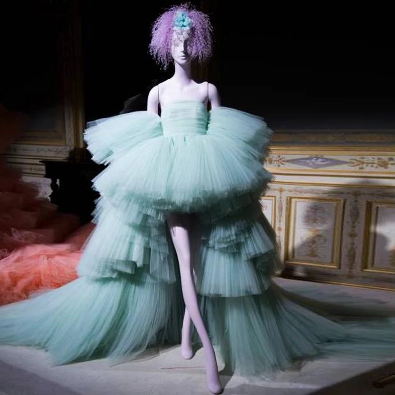 Небесно-голубой Robe de soiree арабские Длинные вечерние платья, платья для торжества длинные модные вечерние платья Реальное изображение Дубай Hi низкая ярусная фатиновые платья для выпускного вечера - Цвет: Небесно-голубой