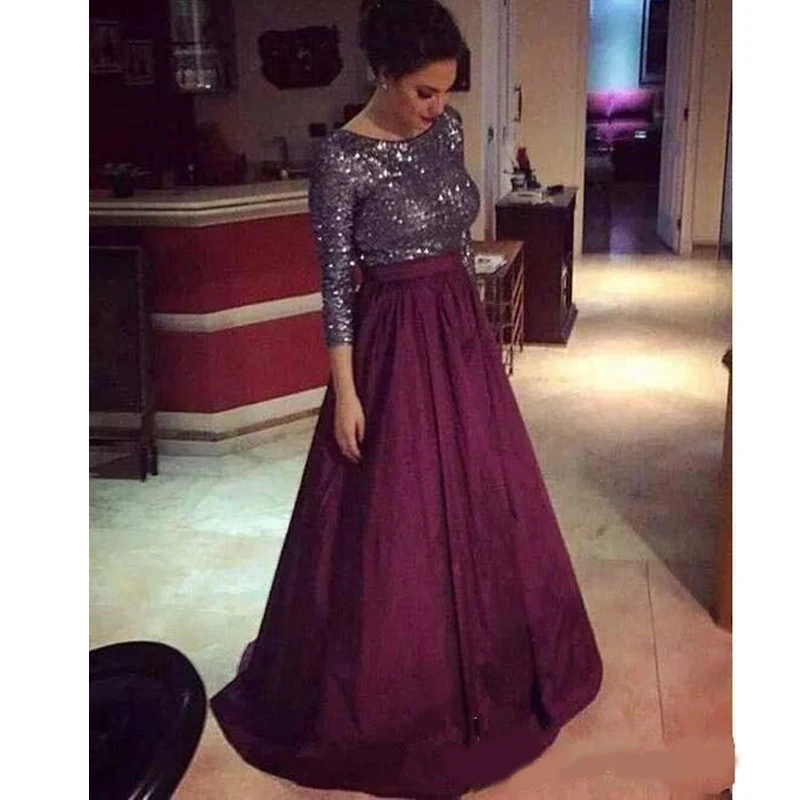 

Торжественные платья бордового цвета для матери невесты, шикарные платья с блестками и рукавом 3/4 для матери жениха, вечерние платья