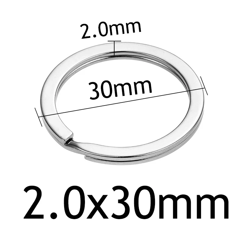Flat 2.0x30mm 10 шт./лот Нержавеющая сталь Отверстие Ключ Брелок для ключей 20/23/25/28/30/33/35 мм Для женщин Сталь круглый Разделение милый брелок подарки для Для мужчин - Цвет: Flat 2.0x30mm