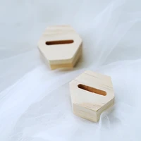 reusable rustic natural wood ring holder jewelry accessories hexagon small ring bearer desktop vintage elegant display stand