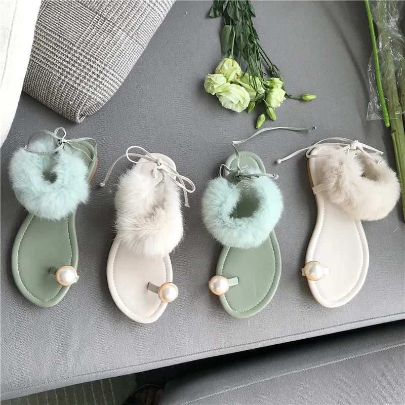 Милые женские мокасины с бусинами Сезон лето 2020 Модные сандалии на низком