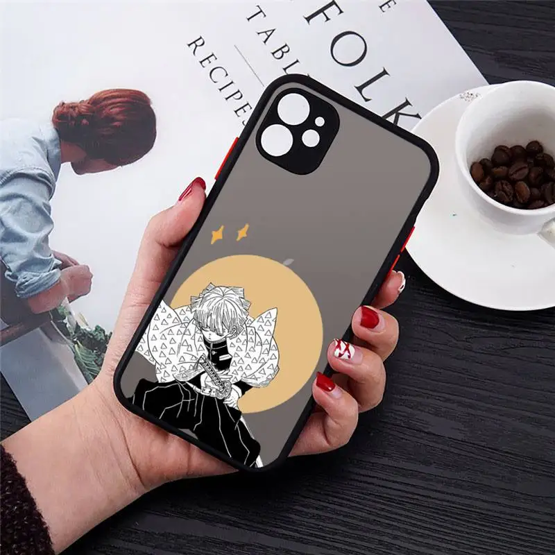 

Kimetsu no Yaiba Phone Case matte transparent For black iPhone 7 8 x xs xr 11 12 pro plus max mini Clear Funda