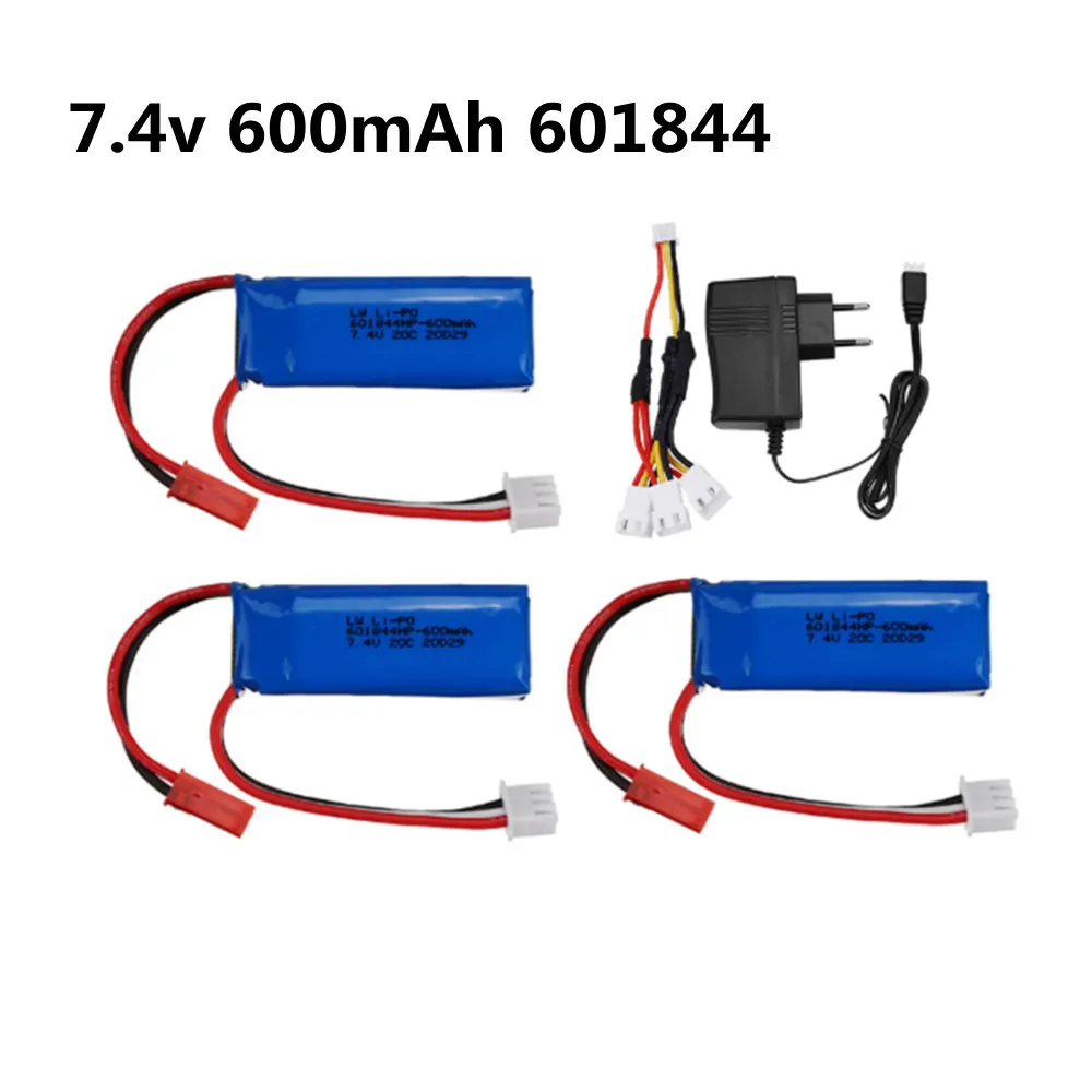 

7.4V 600mAh 601844 Lipo Battery +charger for WLtoys K969 K979 K989 K999 P929 P939 RC Car Parts 2s 7.4v Battery