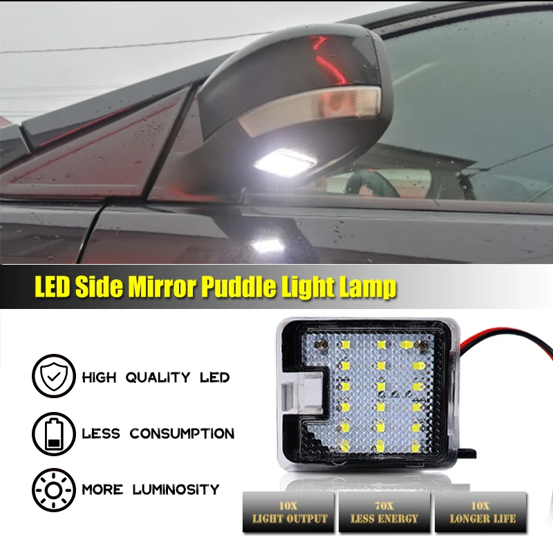 2x CANBUS LED Under Mirror Puddle light for Ford Focus MK3 MK2 Mondeo MKIV MKV Kuga C-Max Escape S-Max Welcome Lamp | Автомобили и