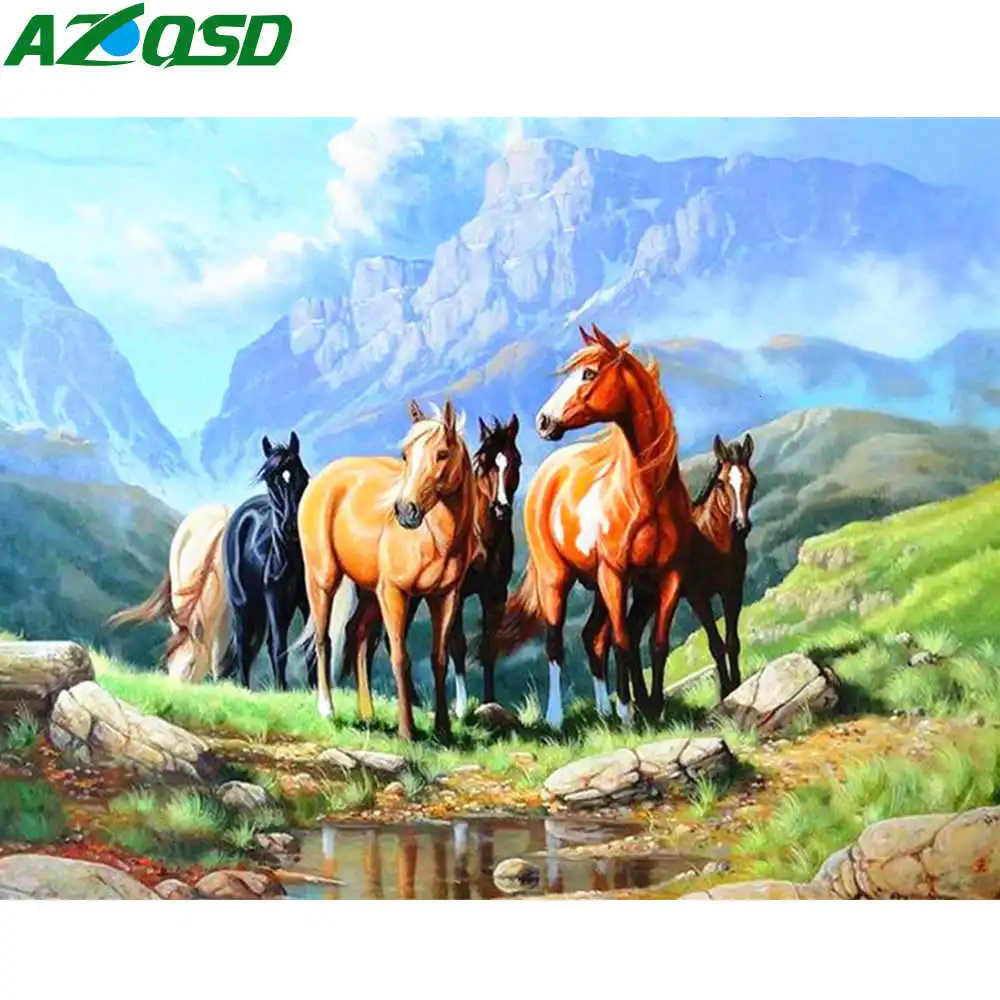 AZQSD алмазная мозаика лошади крестиком рукоделие 5D вышивка полная выкладка