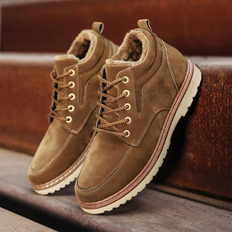 Новая повседневная обувь Мужские зимние ботинки из плюша и хлопка Модные теплые