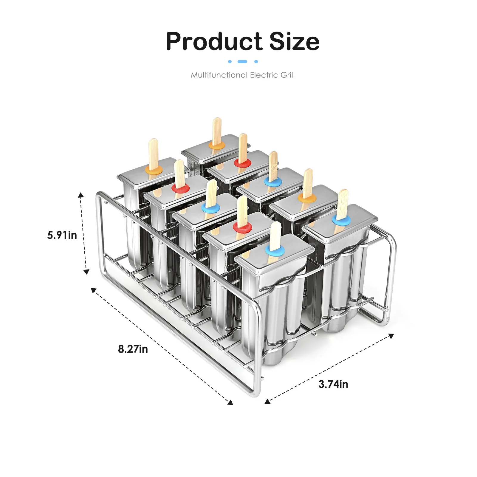 

10Pcs Stainless Steel Popsicle Mold Rack Ice Lolly Mold Frozen Lolly Popsicle Maker Homemade Ice Cream Mold With Popsicle Holder