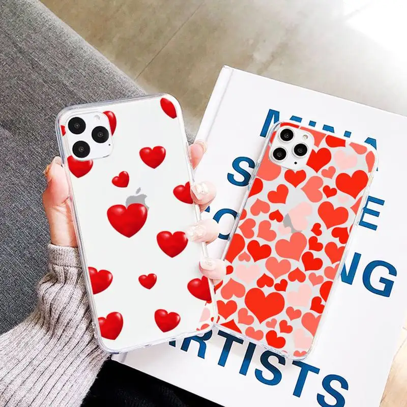 

Love heart cartoon art Phone Case Transparent for iPhone 7 8 11 12 13 mini pro X XS XR MAX Plus