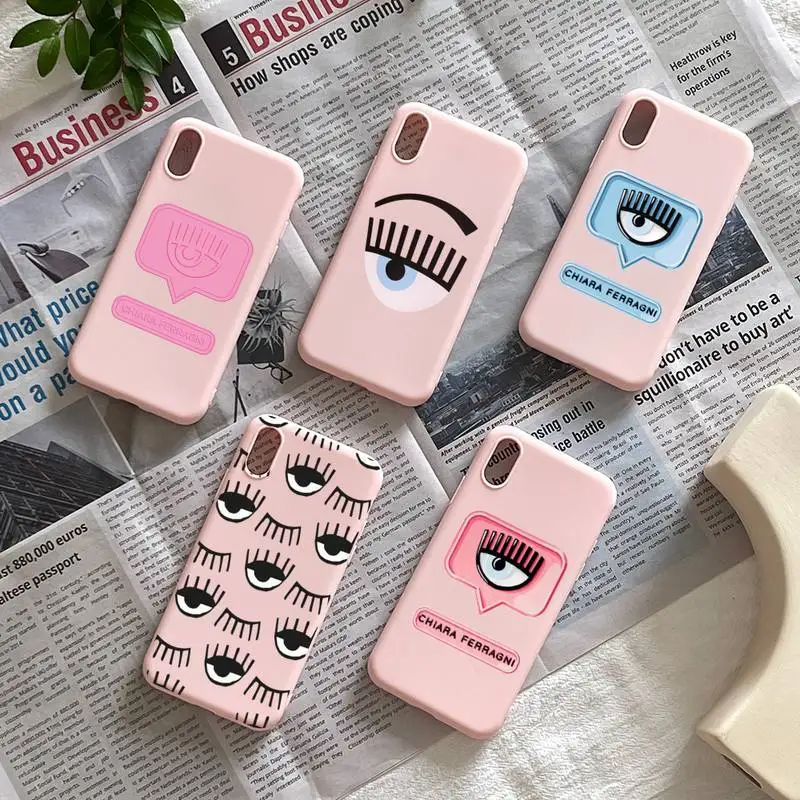 hot ferragnies eyes chiara phone case for iphone 13 7 8 plus x xs max xr 11 12 mini pro max se 2020 soft pink candy color cover free global shipping
