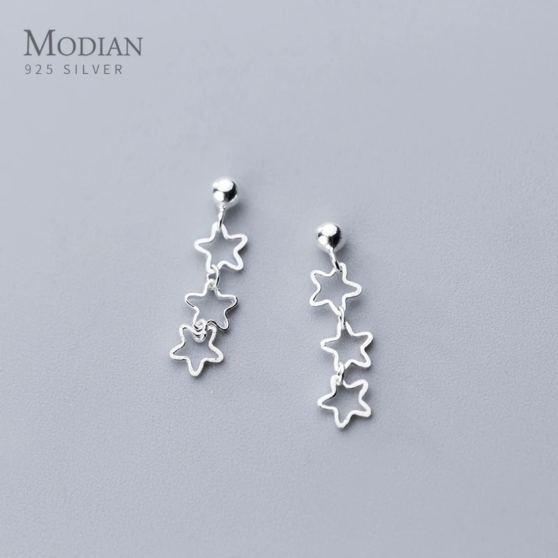 

Modian Full Openwork Stars Fresh Stud Earrings for Women 925 Sterling Silver Cute Korean Girls Earings Accessories Oreilles