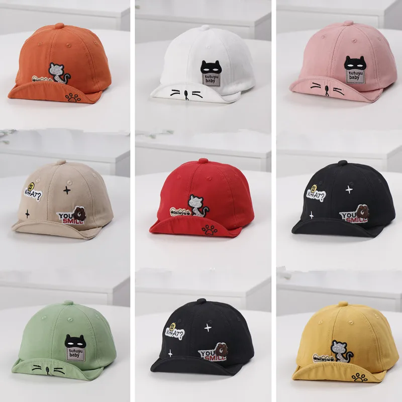 Children's boy and girl hats 2020 spring new cartoon cat soft along cap baby hat sunscreen baseball caps kids snapback | Детская