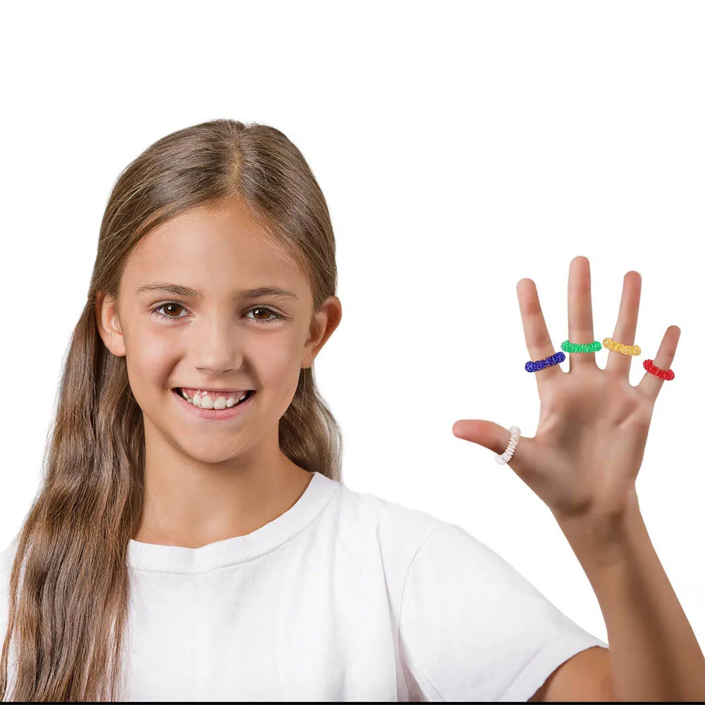 12pcs/lot Spiky Sensory Finger Acupressure Ring Fidget Toy For Kids Adults Silent Stress Relief Massager Toy for ADHD Autism