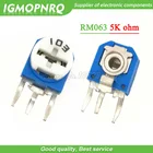 20 шт., RM063, 5k Ом, синий и белый, можно отрегулировать сопротивление, потенциометр 502, резистор, потенциометр