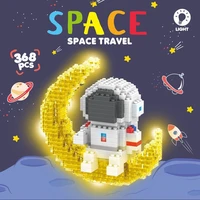 space astronaut figures moon with lights mini blocks model building blocks kids romantic valentines day gift kid christma toys