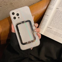 laser metal square buckle bracket holder case for iphone 12 pro max 12 mini 11 x xs max xr 7 8 plus se 2020 protective cover