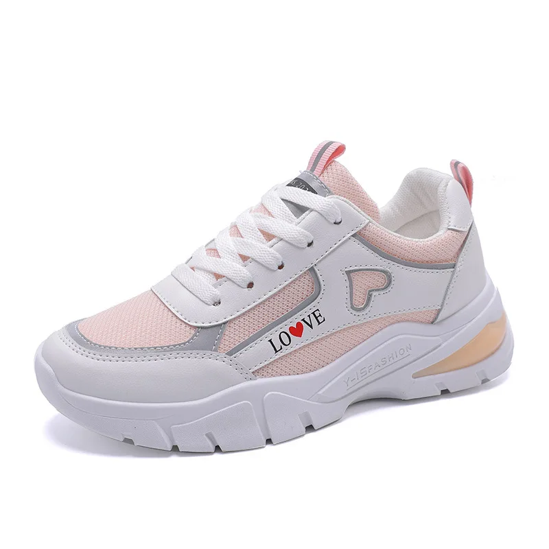 

2021 New Women's Shoes, Japanese and Korean Fashion Thick Soled Comfortable Sports Shoes, Student Mesh Breathable Running Shoes