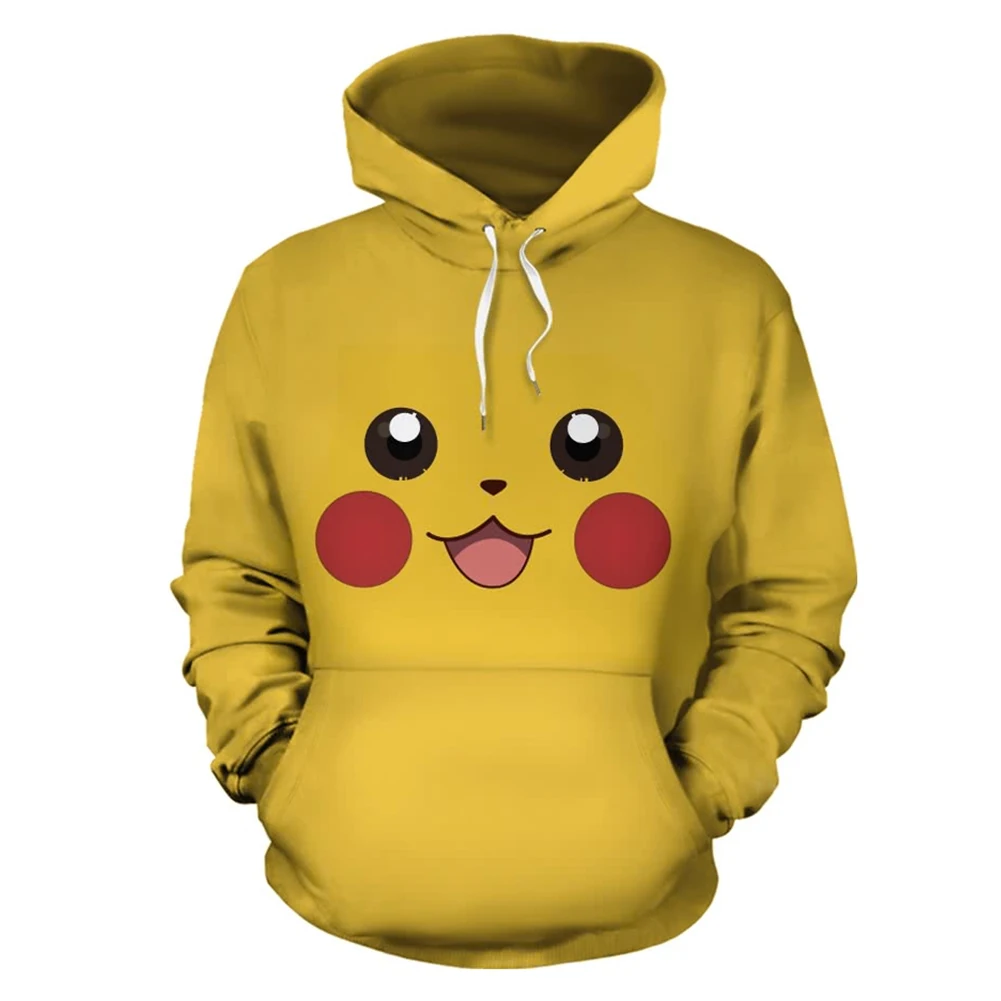 Покемон Пикачу Косплей Толстовка с капюшоном пуловер желтый|Мужские толстовки и