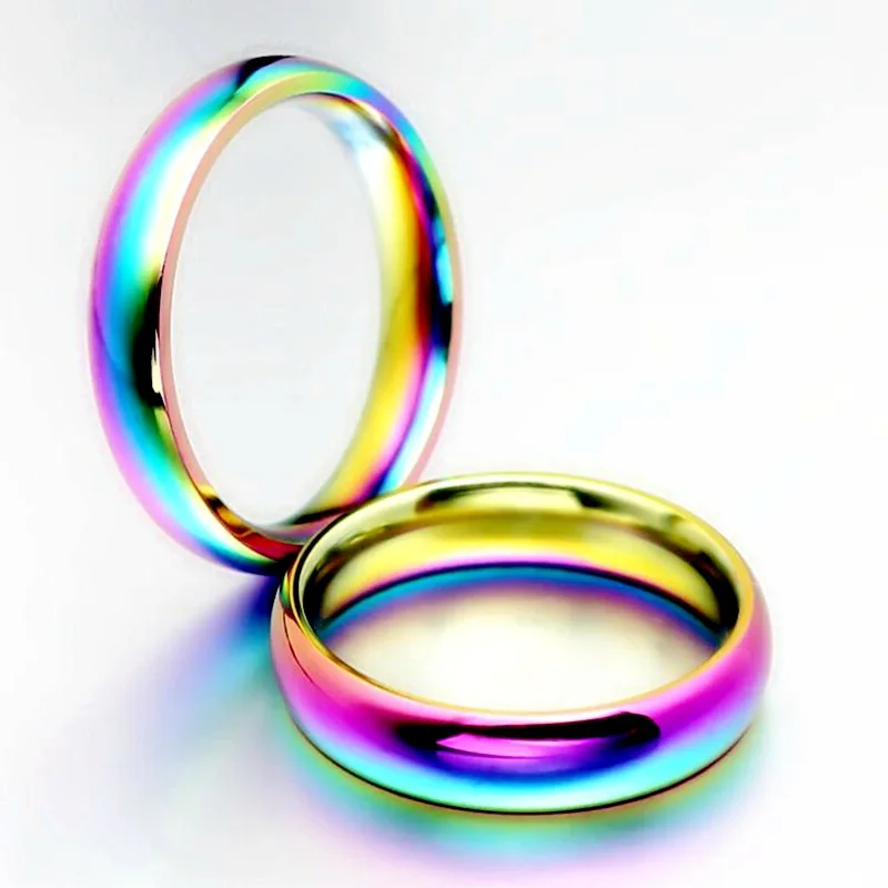 

Fashion Multicolor Ring Simple Stainless Steel Glossy Hip Hop Men&Women Ring Casual Couple Wedding Gift Elegant Ring