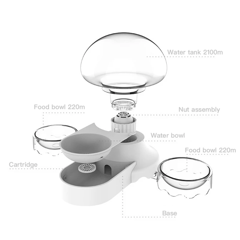 

Jellyfish Automatic Cat Water Double Bowl Fountain For Pets Dispenser Large Drinking Dog Bowl Drink No Electricity