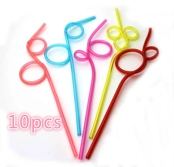 10 шт./упак. изогнутые пластиковые соломинки для питья свадебного украшения