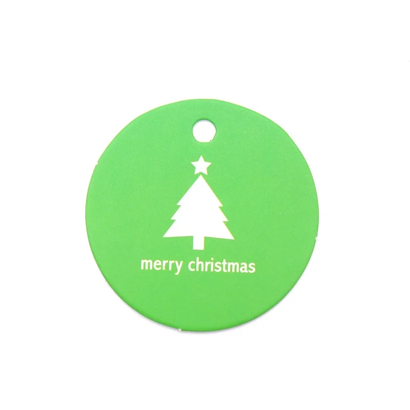 Green round tree 50 шт. Рождественская звезда тег Санта Клаус бирки крафт-бумага карты тег конфеты мешок украшения Рождество год подарок посылка оформление бирок - Цвет: Green round tree