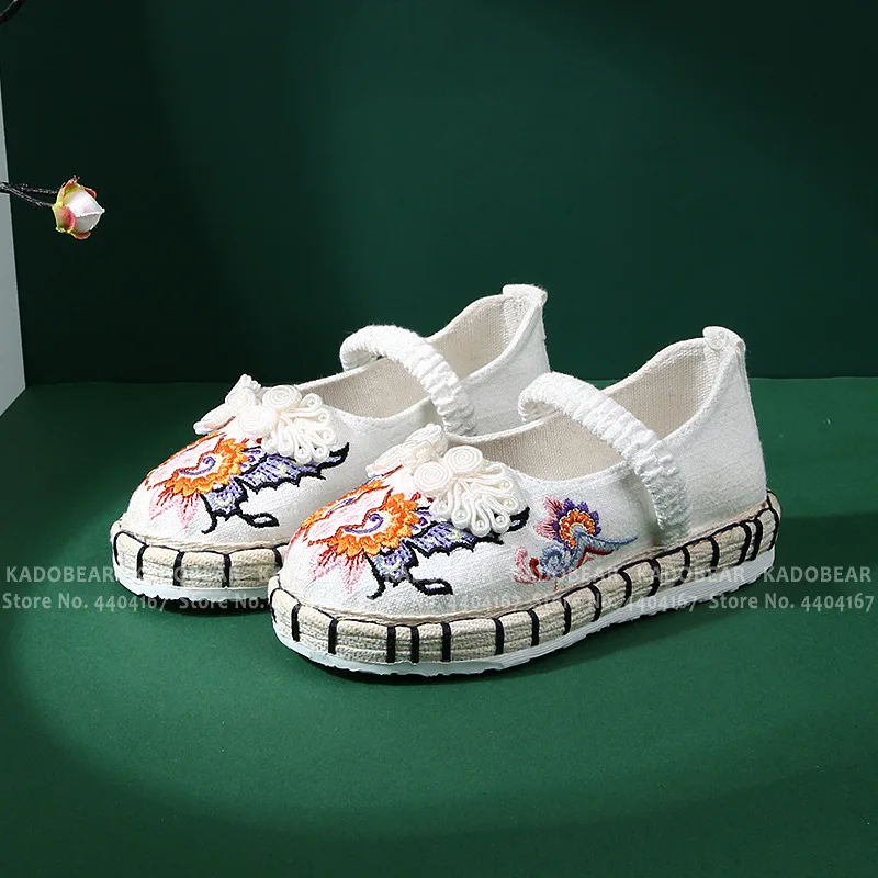 Детские холщовые туфли ручной работы с вышивкой для мальчиков и девочек